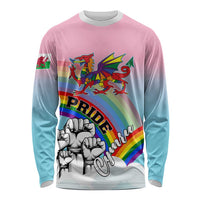 Personalised Pride Cymru Long Sleeve Shirt Welsh Dragon Rainbow Version LT01