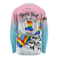 Personalised Pride Cymru Long Sleeve Shirt Welsh Dragon Rainbow Version LT01