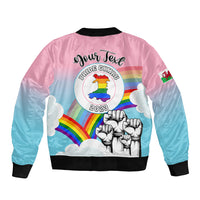 Personalised Pride Cymru Sleeve Zip Bomber Jacket Welsh Dragon Rainbow Version - Wonder Print Shop