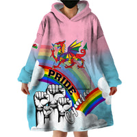 Personalised Pride Cymru Wearable Blanket Hoodie Welsh Dragon Rainbow Version - Wonder Print Shop