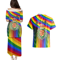 Pride Cymru Couples Matching Puletasi Dress and Hawaiian Shirt Love is Love Welsh Red Dragon - Wonder Print Shop