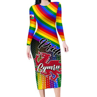 Pride Cymru Long Sleeve Bodycon Dress Love is Love Welsh Red Dragon - Wonder Print Shop
