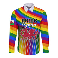 Pride Cymru Long Sleeve Button Shirt Love is Love Welsh Red Dragon - Wonder Print Shop