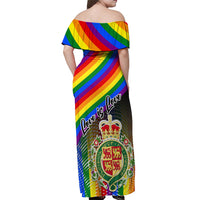 Pride Cymru Off Shoulder Maxi Dress Love is Love Welsh Red Dragon - Wonder Print Shop