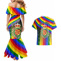Personalised Pride Cymru Couples Matching Mermaid Dress And Hawaiian Shirt Love is Love Welsh Red Dragon - Wonder Print Shop