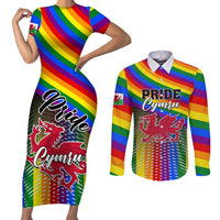 Personalised Pride Cymru Couples Matching Short Sleeve Bodycon Dress and Long Sleeve Button Shirts Love is Love Welsh Red Dragon - Wonder Print Shop