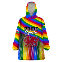 Personalised Pride Cymru Wearable Blanket Hoodie Love is Love Welsh Red Dragon - Wonder Print Shop