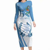 Personalized Guatemala 15 Septiembre 1821 Long Sleeve Bodycon Dress Happy Independence Day