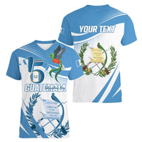 Personalized Guatemala 15 Septiembre 1821 Women V-Neck T-Shirt Happy Independence Day