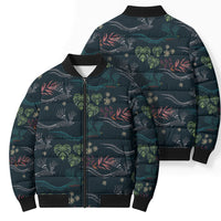 Guatemala Quetzal Bird Pattern Bomber Puffer Jacket Embroidery Effect