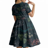 Guatemala Quetzal Bird Pattern Kid Short Sleeve Dress Embroidery Effect