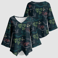 Guatemala Quetzal Bird Pattern Kimono Sleeve Blouse Embroidery Effect