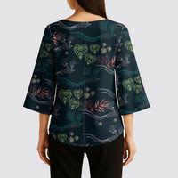 Guatemala Quetzal Bird Pattern Kimono Sleeve Blouse Embroidery Effect