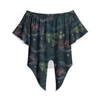 Guatemala Quetzal Bird Pattern Off Shoulder Wrap Waist Top Embroidery Effect