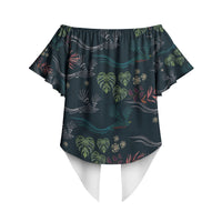 Guatemala Quetzal Bird Pattern Off Shoulder Wrap Waist Top Embroidery Effect