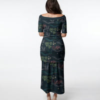 Guatemala Quetzal Bird Pattern Puletasi Embroidery Effect
