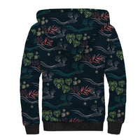 Guatemala Quetzal Bird Pattern Sherpa Hoodie Embroidery Effect