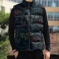 Guatemala Quetzal Bird Pattern Sleeveless Puffer Jacket Embroidery Effect