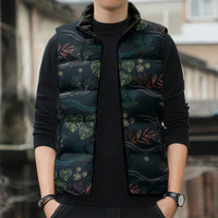 Guatemala Quetzal Bird Pattern Sleeveless Puffer Jacket Embroidery Effect