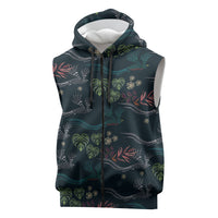 Guatemala Quetzal Bird Pattern Sleeveless Zip Hoodie Embroidery Effect