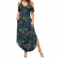 Guatemala Quetzal Bird Pattern Summer Maxi Dress Embroidery Effect