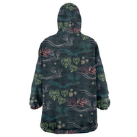 Guatemala Quetzal Bird Pattern Wearable Blanket Hoodie Embroidery Effect