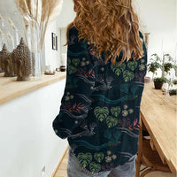 Guatemala Quetzal Bird Pattern Women Casual Shirt Embroidery Effect