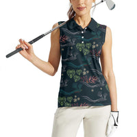 Guatemala Quetzal Bird Pattern Women Sleeveless Polo Shirt Embroidery Effect