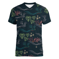 Guatemala Quetzal Bird Pattern Women V-Neck T-Shirt Embroidery Effect