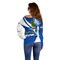 El Salvador Independence Day Off Shoulder Sweater Motmot With Flor De Izote - Wonder Print Shop