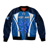 Scotland Rugby Sleeve Zip Bomber Jacket Thistle With Scottish Lion - Wonder Print Shop
