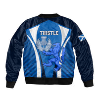 Scotland Rugby Sleeve Zip Bomber Jacket Thistle With Scottish Lion - Wonder Print Shop