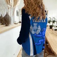 Scotland Rugby Women Casual Shirt Thistle With Scottish Lion - Wonder Print Shop
