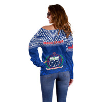 Samoa Rugby Off Shoulder Sweater Manu Samoa Polynesian Tatoo Pattern - Wonder Print Shop
