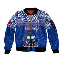 Samoa Rugby Sleeve Zip Bomber Jacket Manu Samoa Polynesian Tatoo Pattern - Wonder Print Shop