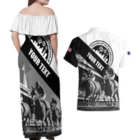Personalized Kentucky Couples Matching Off Shoulder Maxi Dress and Hawaiian Shirt Deo gratiam habeamus - Wonder Print Shop