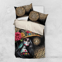 La Calavera Catrina Aztec Circle Bedding Set Dia de Muertos - Wonder Print Shop