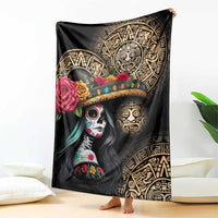 La Calavera Catrina Aztec Circle Blanket Dia de Muertos