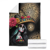 La Calavera Catrina Aztec Circle Blanket Dia de Muertos