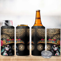 La Calavera Catrina Aztec Circle 4 in 1 Can Cooler Tumbler Dia de Muertos - Wonder Print Shop