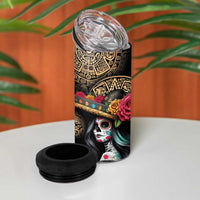 La Calavera Catrina Aztec Circle 4 in 1 Can Cooler Tumbler Dia de Muertos - Wonder Print Shop