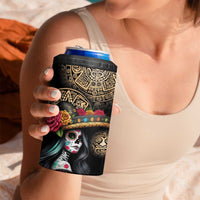 La Calavera Catrina Aztec Circle 4 in 1 Can Cooler Tumbler Dia de Muertos - Wonder Print Shop