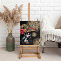 La Calavera Catrina Aztec Circle Canvas Wall Art Dia de Muertos - Wonder Print Shop