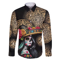 La Calavera Catrina Aztec Circle Family Matching Puletasi and Hawaiian Shirt Dia de Muertos - Wonder Print Shop