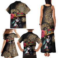 La Calavera Catrina Aztec Circle Family Matching Tank Maxi Dress and Hawaiian Shirt Dia de Muertos - Wonder Print Shop