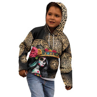 La Calavera Catrina Aztec Circle Kid Hoodie Dia de Muertos - Wonder Print Shop