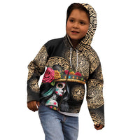 La Calavera Catrina Aztec Circle Kid Hoodie Dia de Muertos - Wonder Print Shop