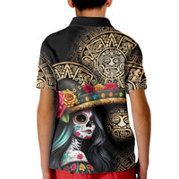 La Calavera Catrina Aztec Circle Kid Polo Shirt Dia de Muertos - Wonder Print Shop