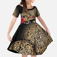 La Calavera Catrina Aztec Circle Kid Short Sleeve Dress Dia de Muertos - Wonder Print Shop