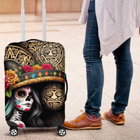 La Calavera Catrina Aztec Circle Luggage Cover Dia de Muertos - Wonder Print Shop